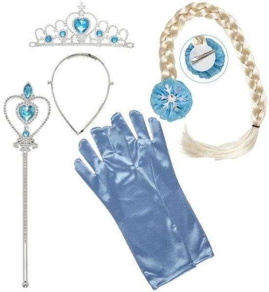 Widmann Princess-Set Tiara Zopf Gloves Princessnenstab hellblau