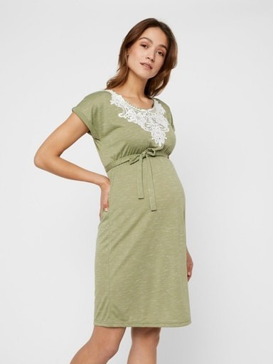 Mamalicious Mlalice S/S Jersey Abk Dress (20009803) oil green