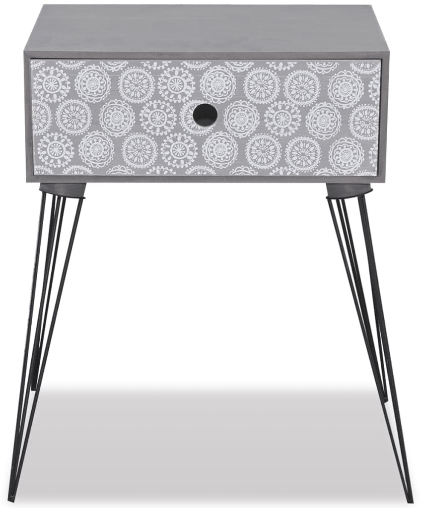 VidaXL Table de chevet 1 tiroir gris