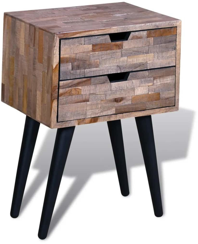 VidaXL Table de chevet 2 tiroirs bois de teck recyclé