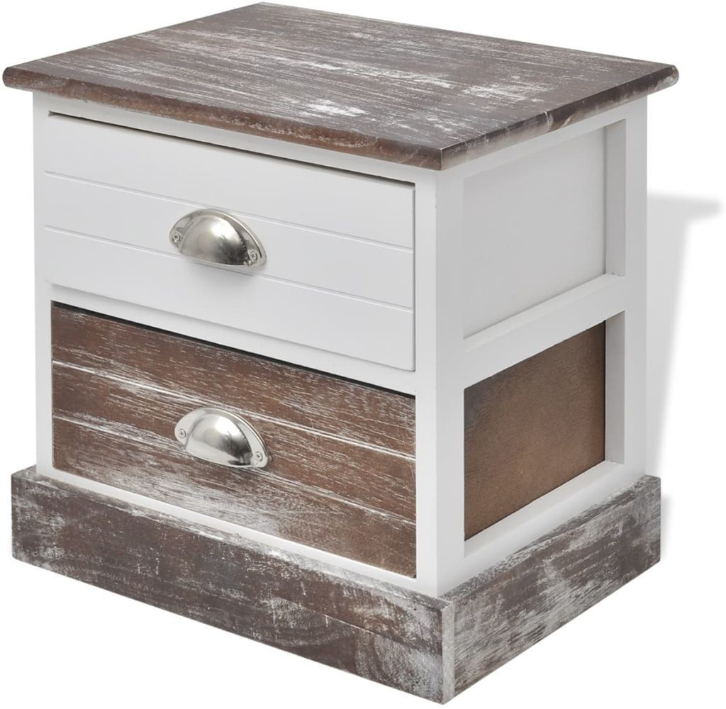 VidaXL Table de chevet marron et blanc
