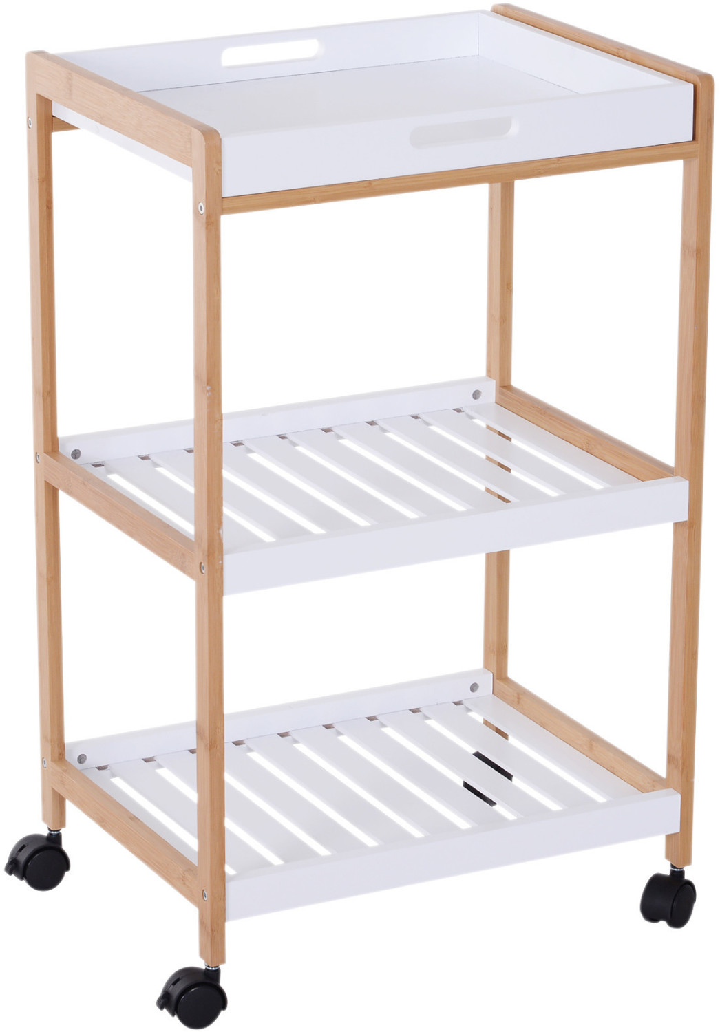 Serving Trolley Removable Tray White and Wood ab 49