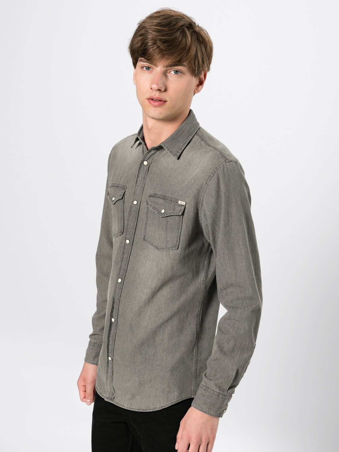 Jack Jones Must Have Shirt 12138115 light grey denim desde