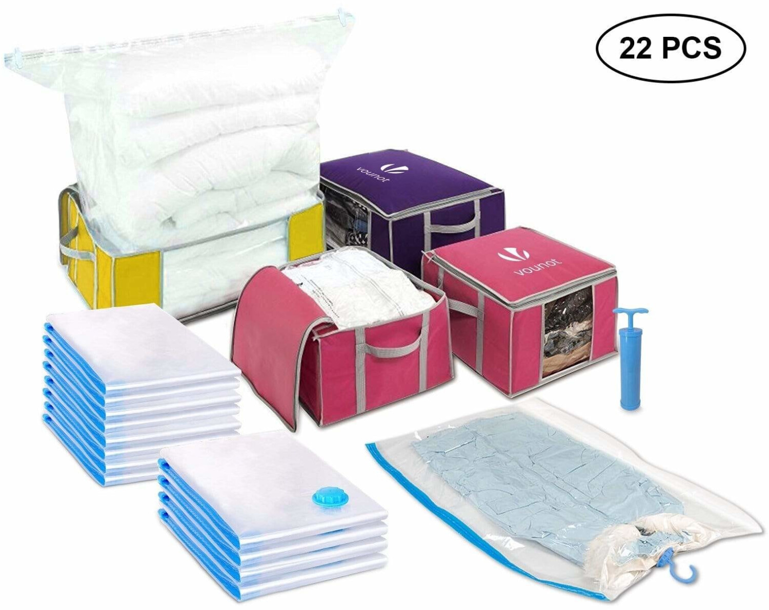 Vounot Sac de rangement sous vide aspirateur (lot de 22 pcs)