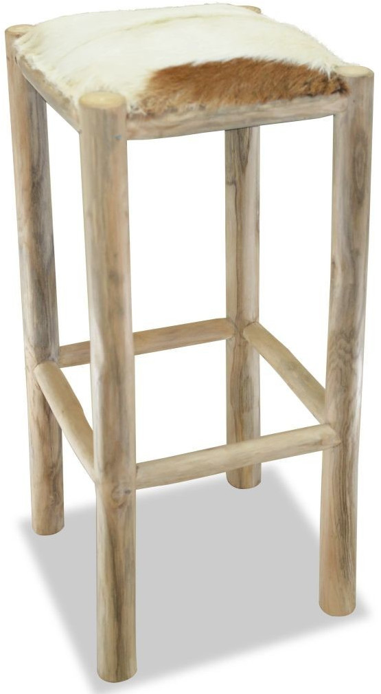 VidaXL Tabouret de bar cuir et bois de teck