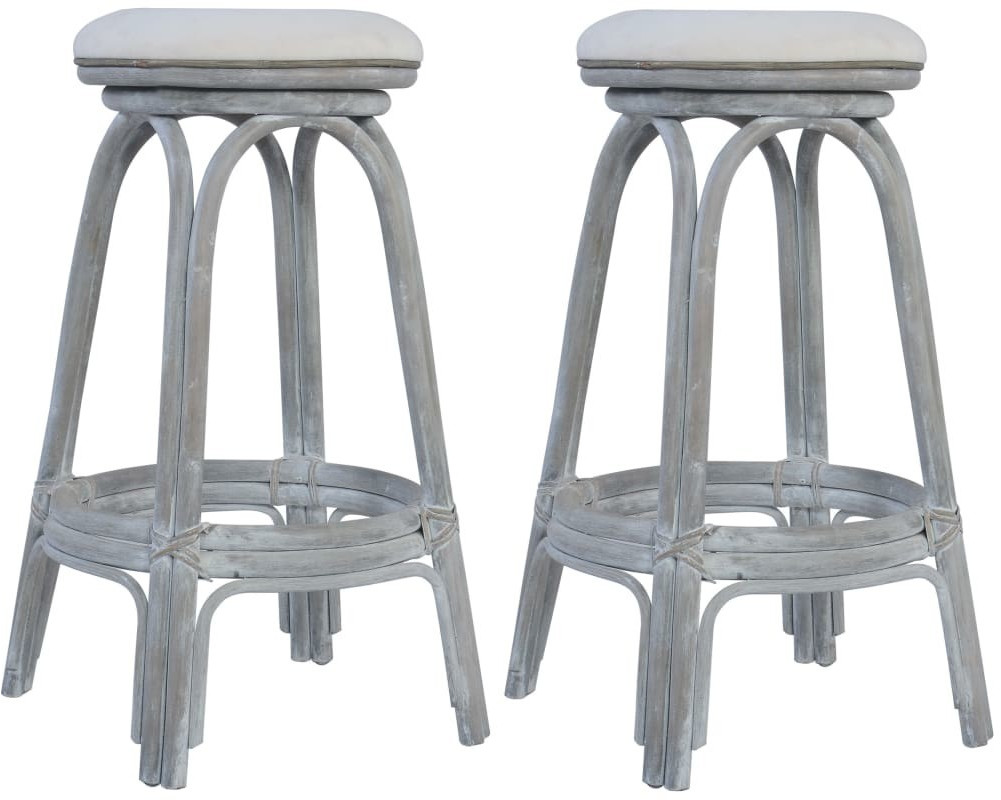 VidaXL Tabouret de bar en rotin gris (2 pièces)