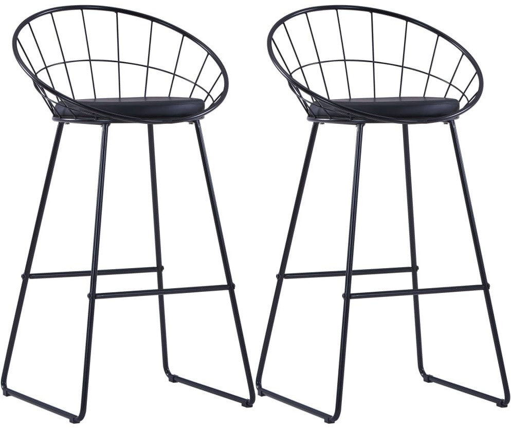 VidaXL Chaise de bar acier et similicuir noir (2 pièces)