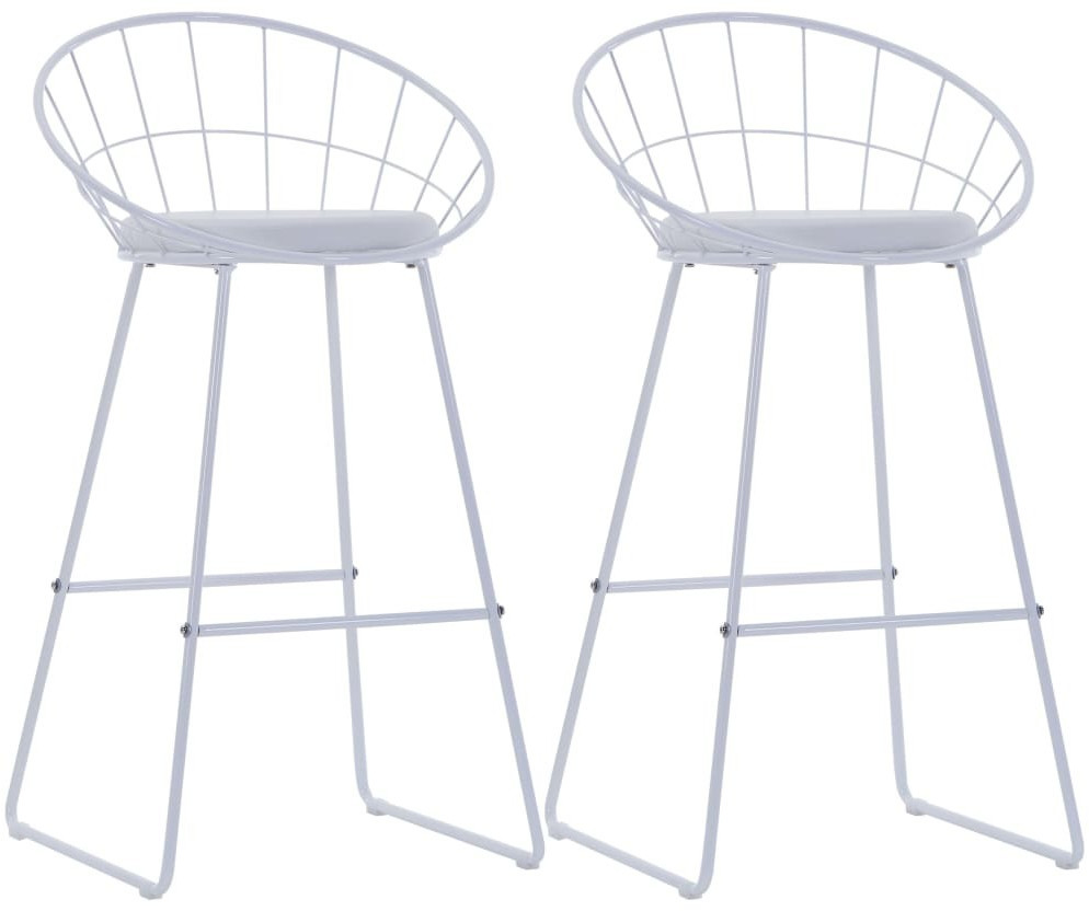 VidaXL Chaise de bar acier et similicuir blanc (2 pièces)