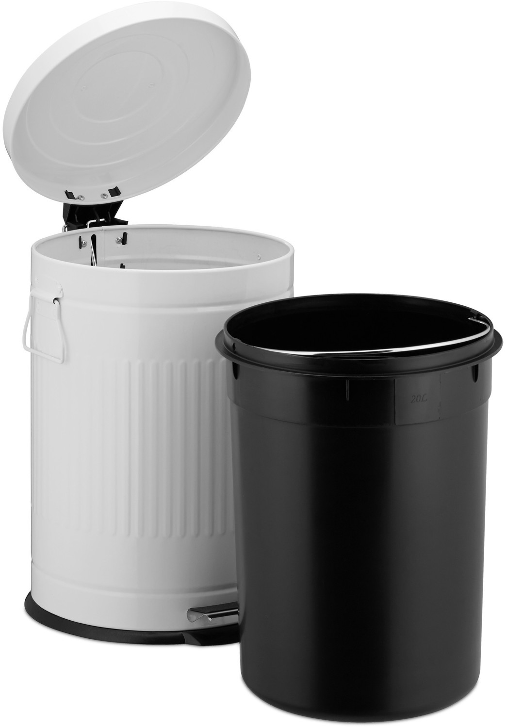 Relaxdays Retro Pedal Bin 20 L white