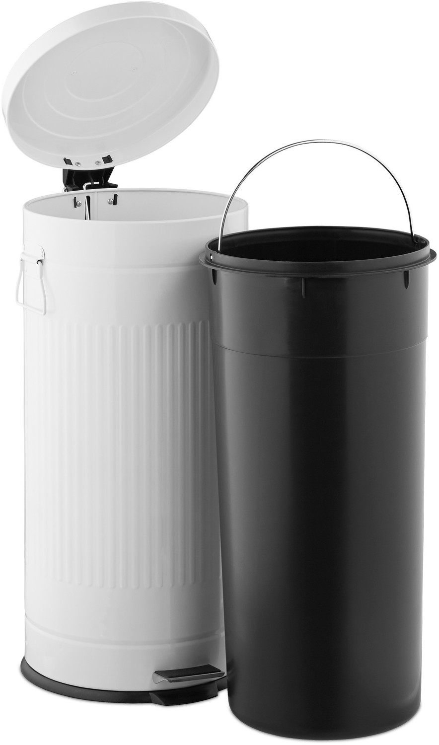 Relaxdays Retro Pedal Bin 30 L white