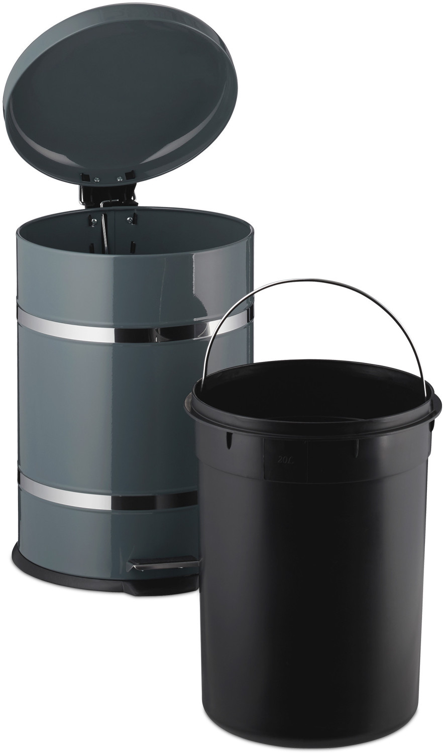 Relaxdays Solorio Pedal Bin 20 L grey