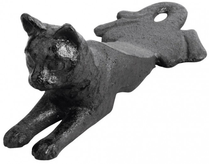 Esschert Door buffer with cat motif made of cast iron, approx. 17 cm x 8 cm x 6.8 cm
