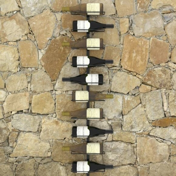 VidaXL Casier mural en métal noir pour 10 bouteilles