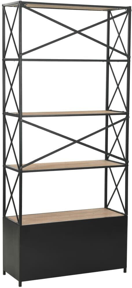 VidaXL Bibliothèque bois de sapin massif et acier 180 x 80 x 32,5 cm