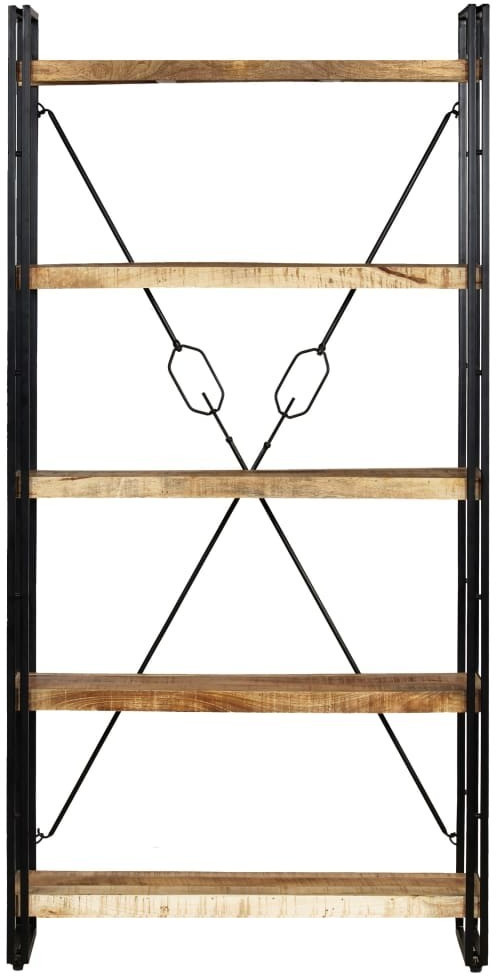 VidaXL Bibliothèque bois de manguier et acier 180 x 90 x 30 cm