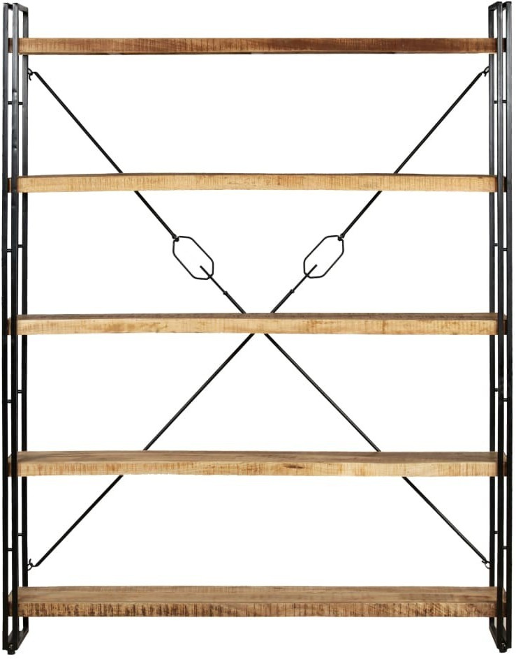 VidaXL Bibliothèque bois de manguier et acier 180 x 140 x 30 cm