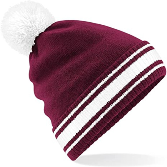 Beechfield Mens Stadium Beanie burgundy white