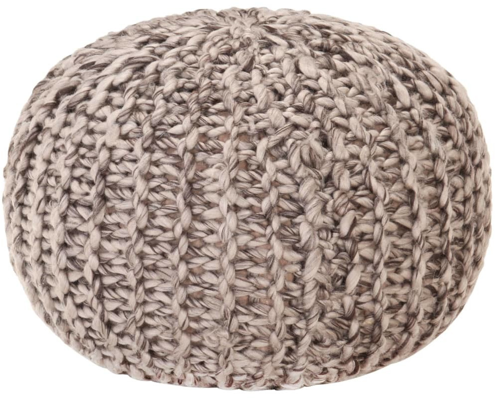 VidaXL Pouf tricoté à la main aspect laine 50 x 35 cm gris clair