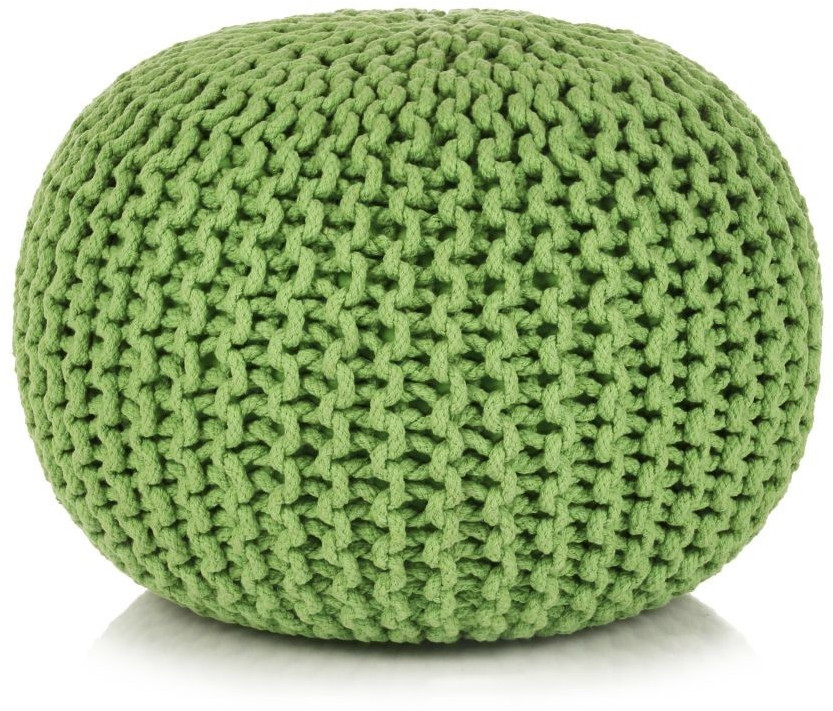 VidaXL Pouf tricoté à la main coton 50 x 35 cm vert