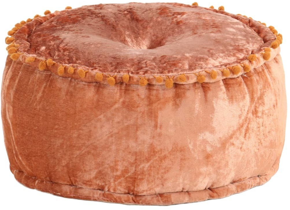 VidaXL Pouf rond en velours 40 x 20 cm rouille
