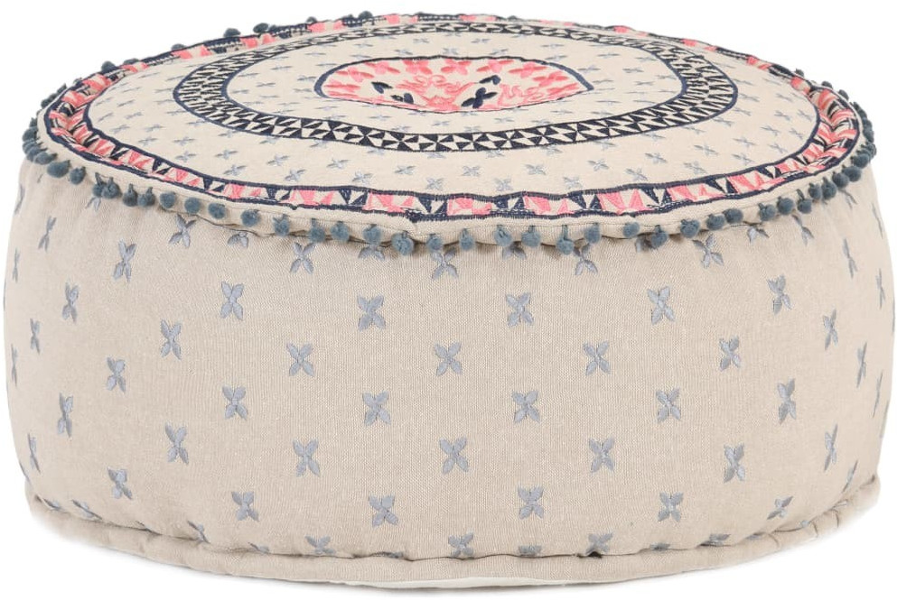 VidaXL Pouf rond en broderie 60 x 25 cm 287577