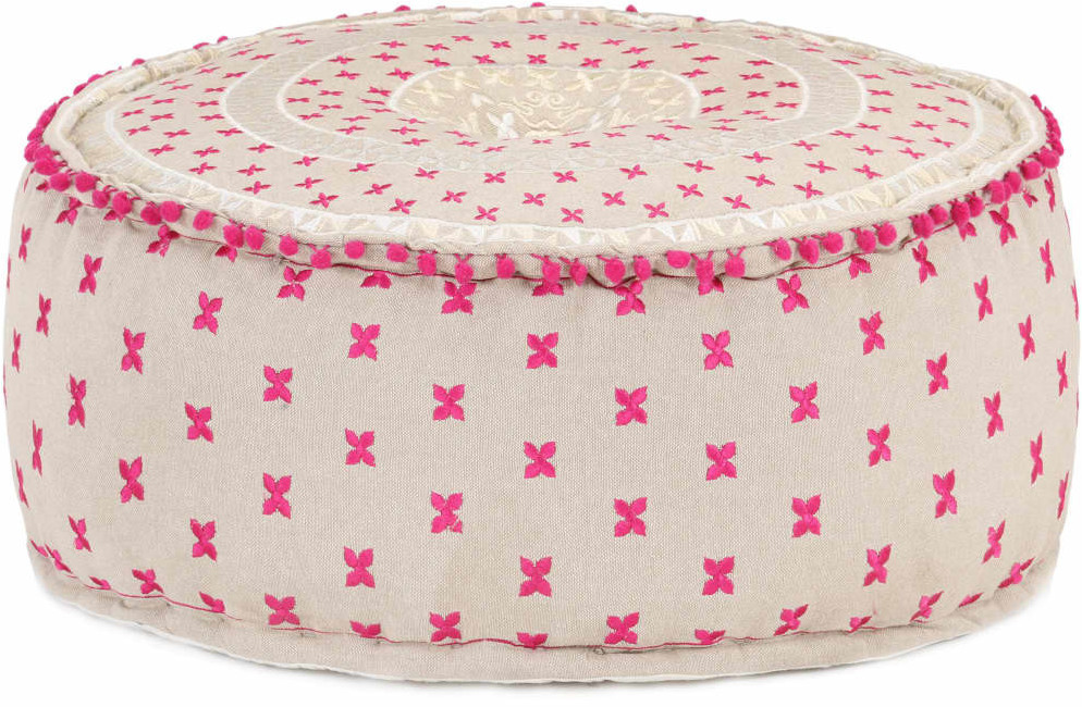 VidaXL Pouf rond avec broderie 60 x 25 cm 287576