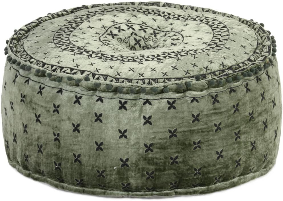 VidaXL Pouf rond en broderie  60 x 25 cm 287572