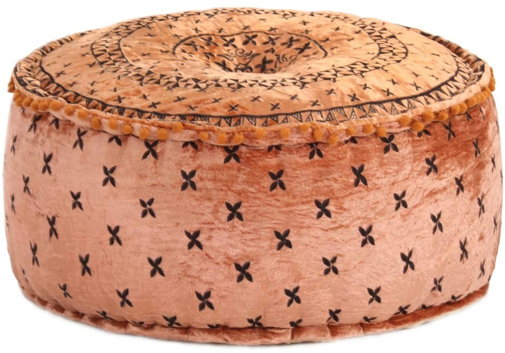 VidaXL Pouf rond en broderie 60 x 25 cm 287574