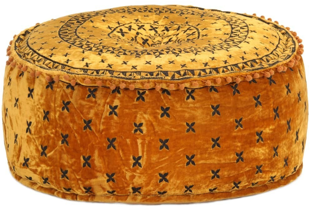 VidaXL Pouf rond en broderie 60 x 25 cm 287573