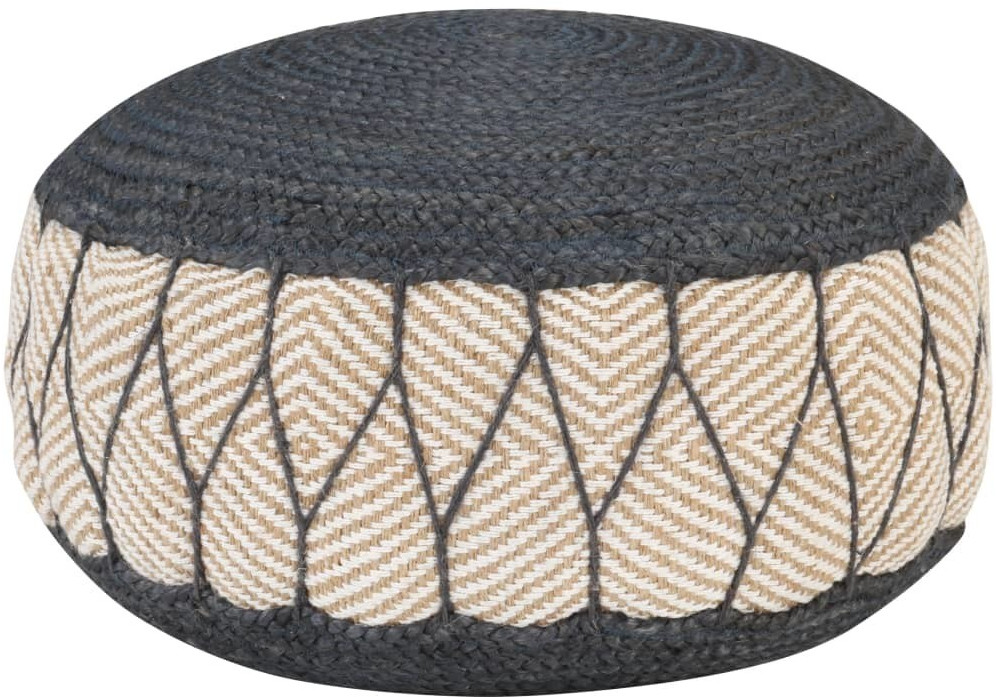 VidaXL Pouf tissé/tricoté en jute coton 50 x 30 cm bleu/beige