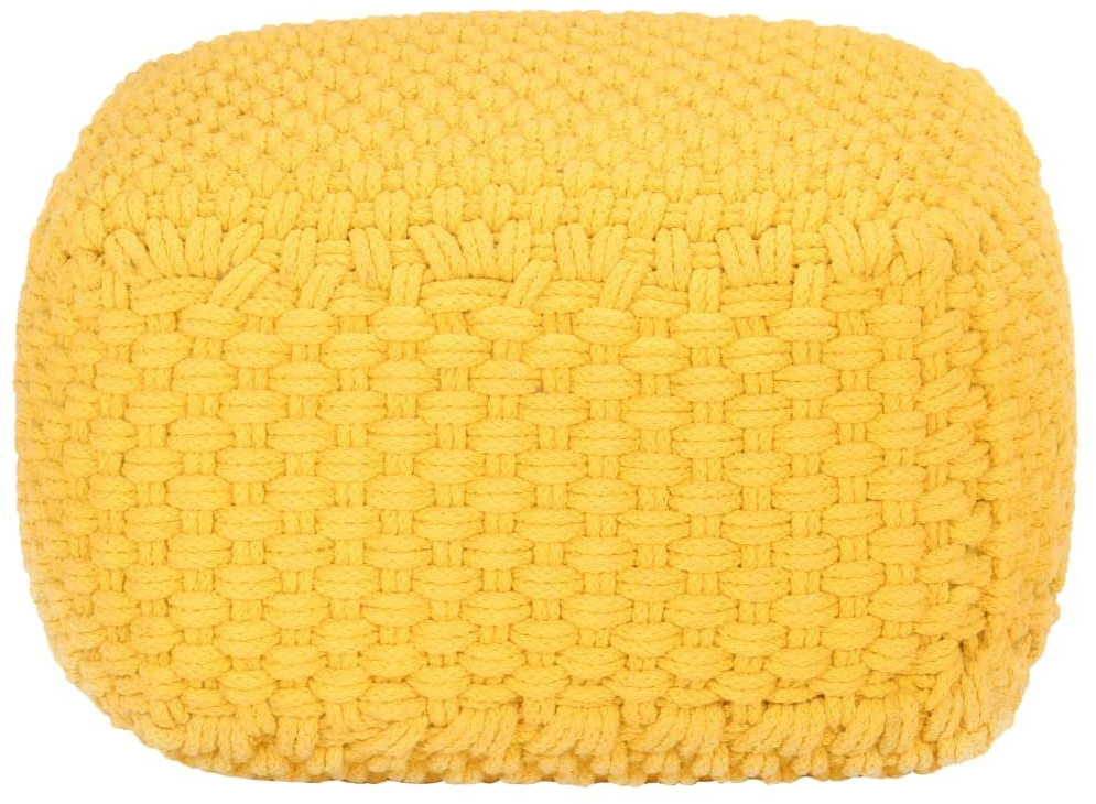 VidaXL Pouf carré tricoté à la main 50 x 50 x 30 cm jaune