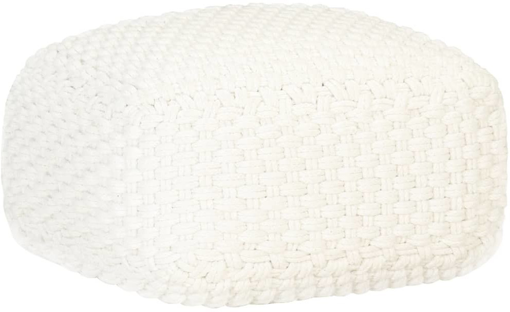 VidaXL Pouf carré tricoté à la main 50 x 50 x 30 cm blanc