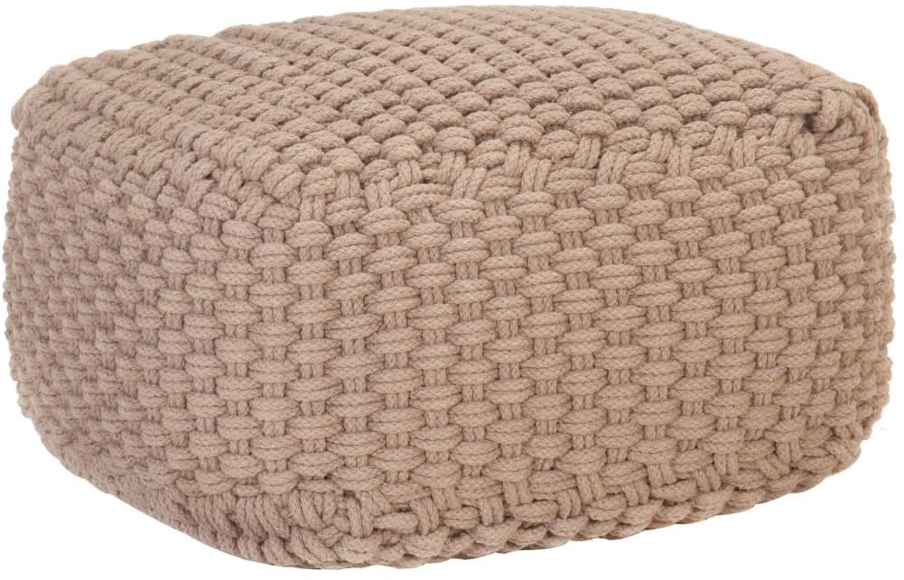 VidaXL Pouf carré tricoté à la main 50 x 50 x 30 cm marron