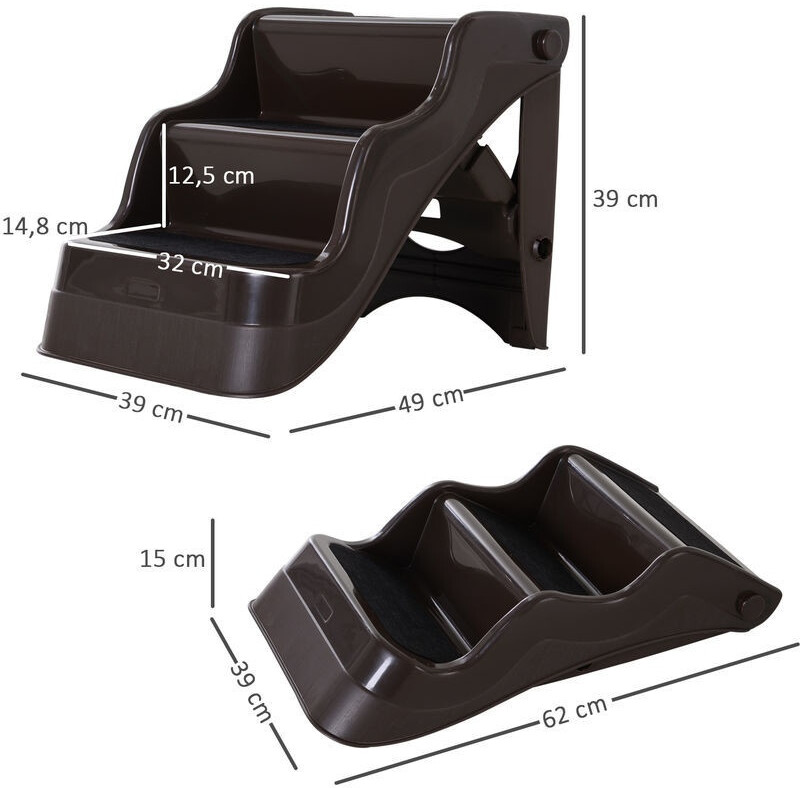 Pawhut Foldable Pet Stairs 3 Steps