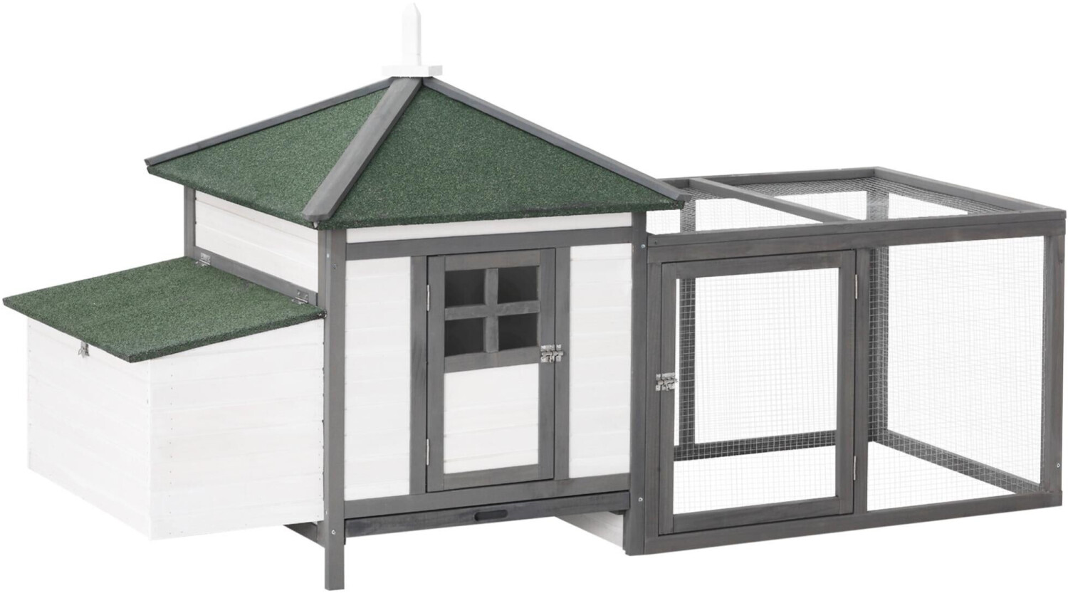 Pawhut Poulailler cottage multi-équipement gris/blanc (D51-092GY)