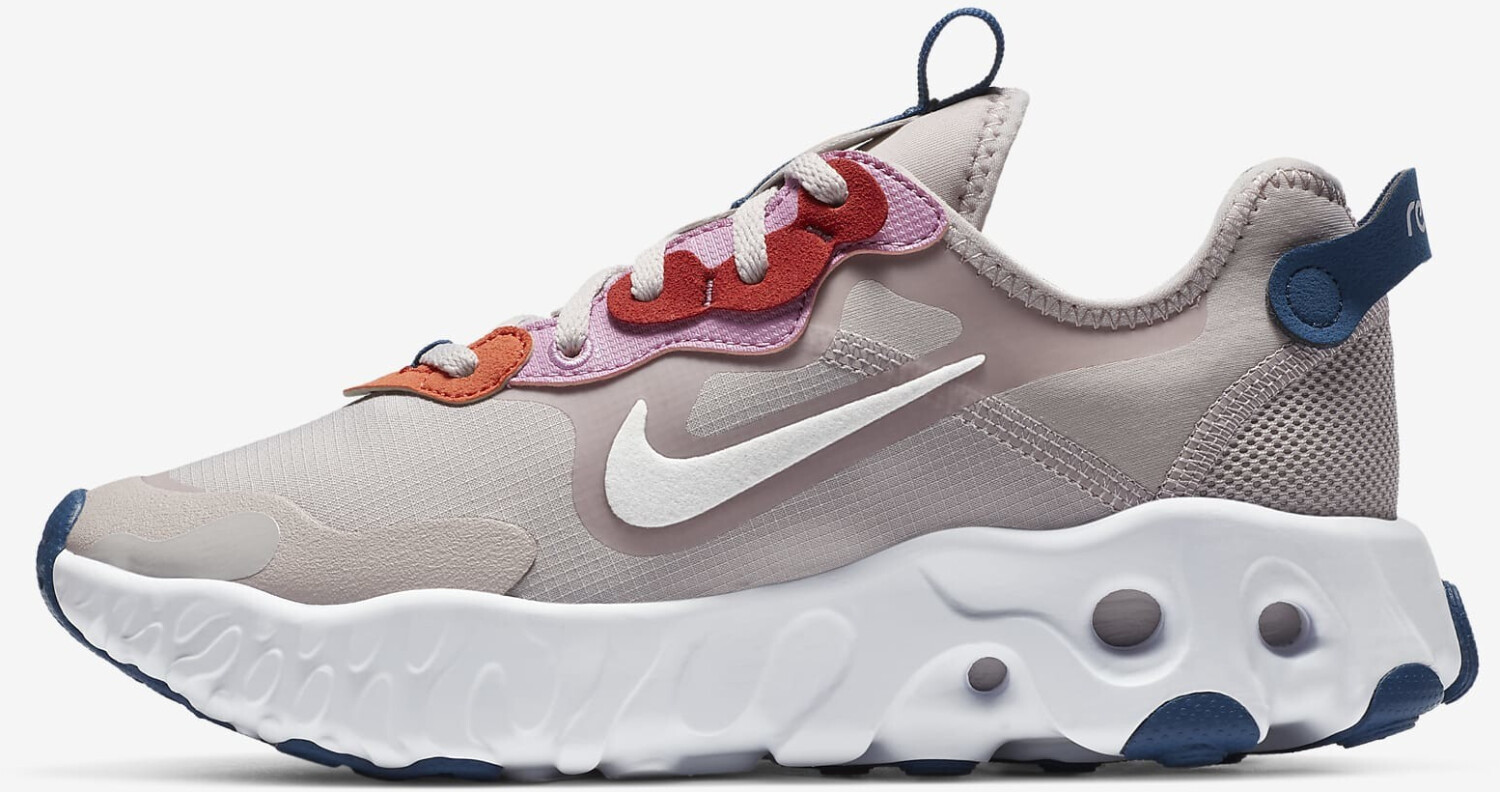 nike react art trainers in white pink and purple