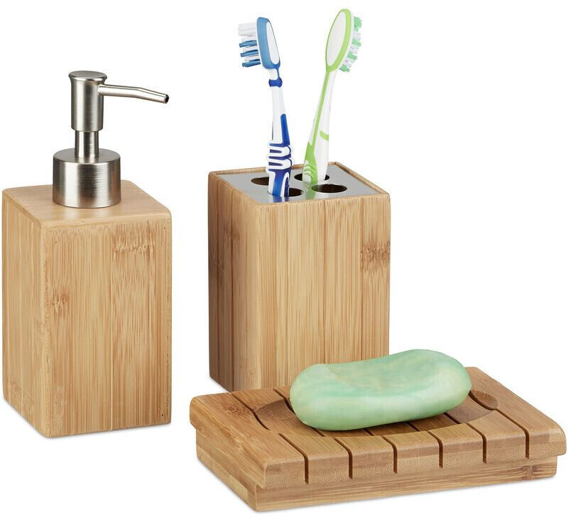 Relaxdays Set de 3 pièces en bambou et métal