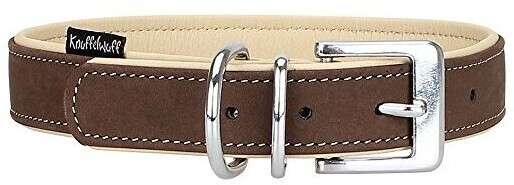 Knuffelwuff Orlando Leather Dog Collar 19-25cm 1,2cm Brown/Beige