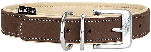 Knuffelwuff Orlando Leather Dog Collar 55-65cm 3,5cm Braun/Beige