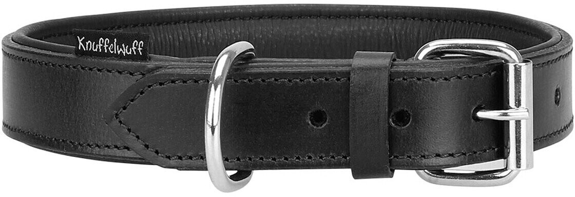 Knuffelwuff Basic Plus Leather Dog Collar 19-25cm 1,2cm Black