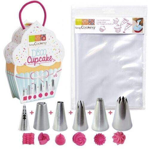 ScrapCooking 6 piping bags + 6 piping nozzles for cupcakes