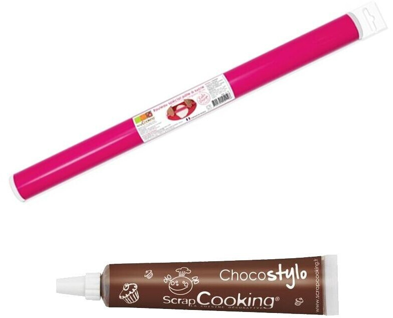 ScrapCooking Rolling pin for sugar dough 38 cm + chocolate from the tube for cake decoration