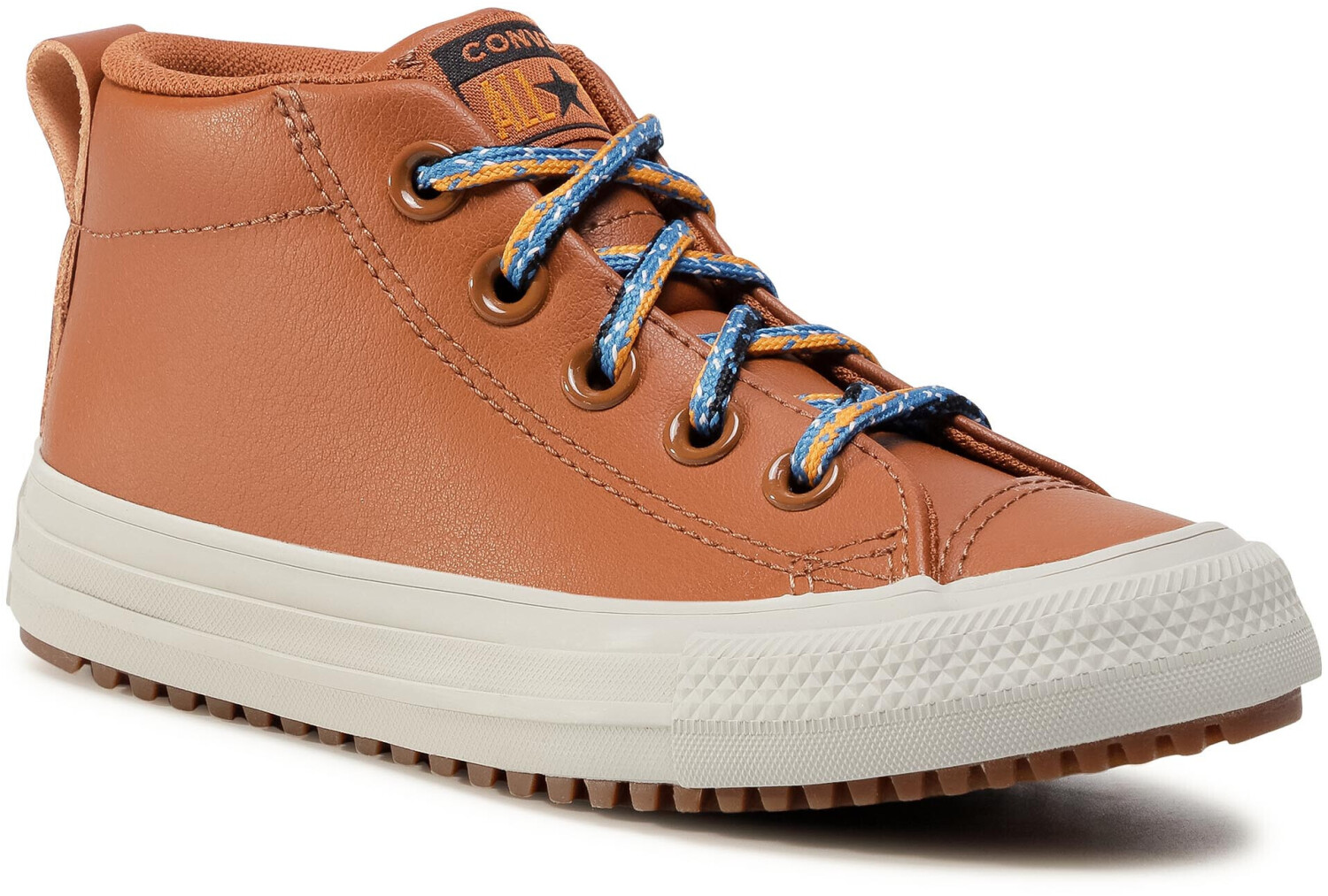 Converse Double Lace Suede Chuck Taylor All Star Street Boot Mid Kids warm tan/cape blue