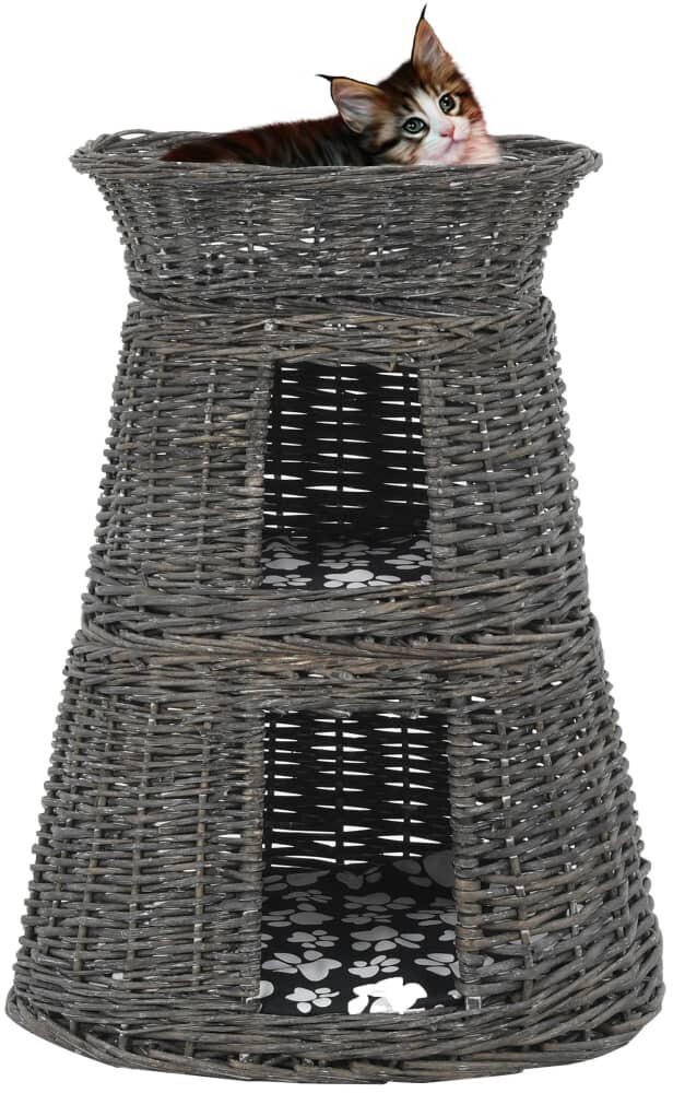 VidaXL Ensemble de paniers pour chat avec coussins 3 pièces gris