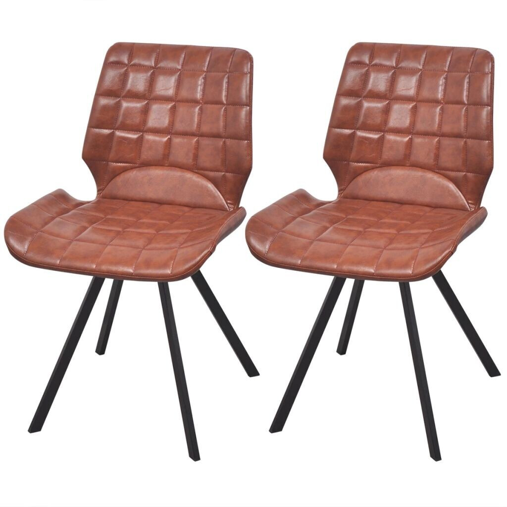 vidaXL Chaises de salle à manger en similicuir marron (2 pièces)
