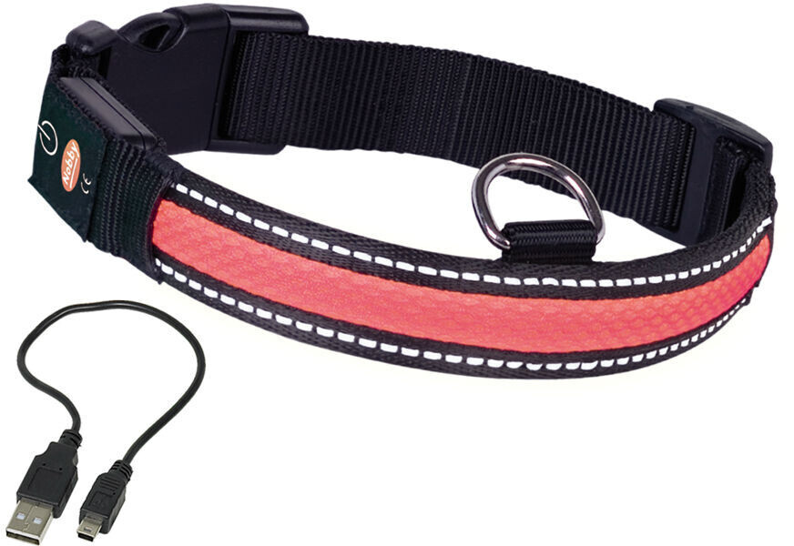 Nobby LED Dog Collar Flash Mesh M 36-51cm 25mm Red