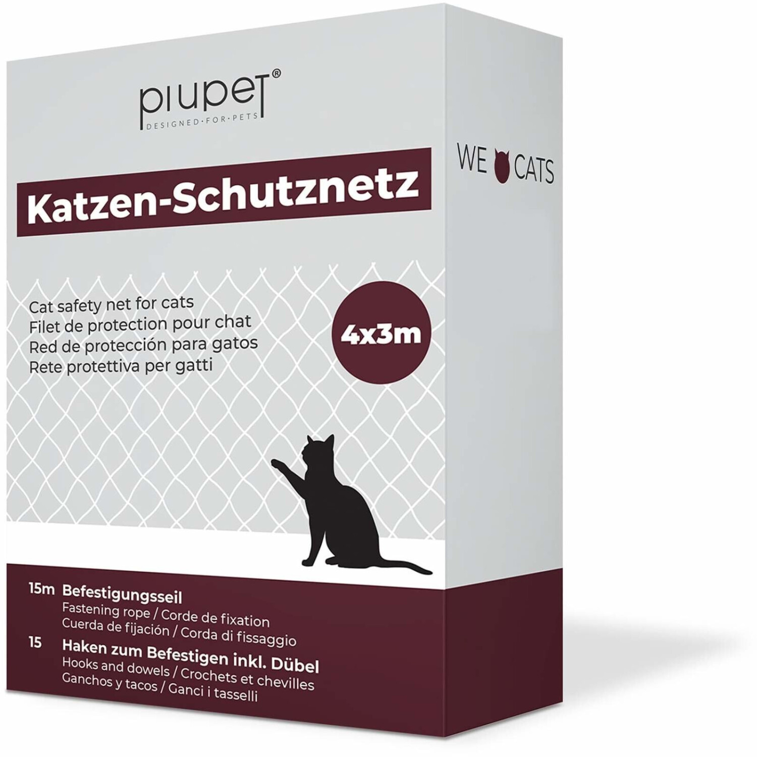 PiuPet Cat saftey net Lui 4x3m Transparent