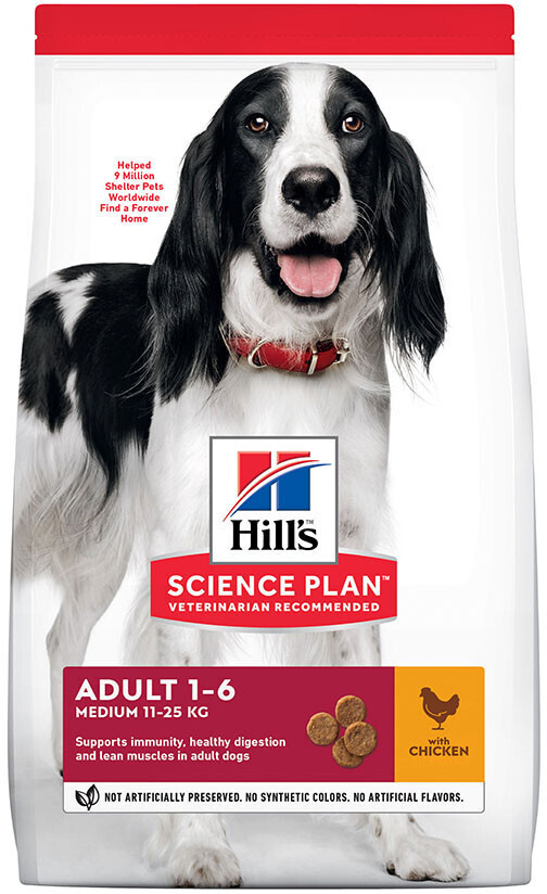Hill's Science Plan Canine Adult 1-6 Medium poulet (14 kg)