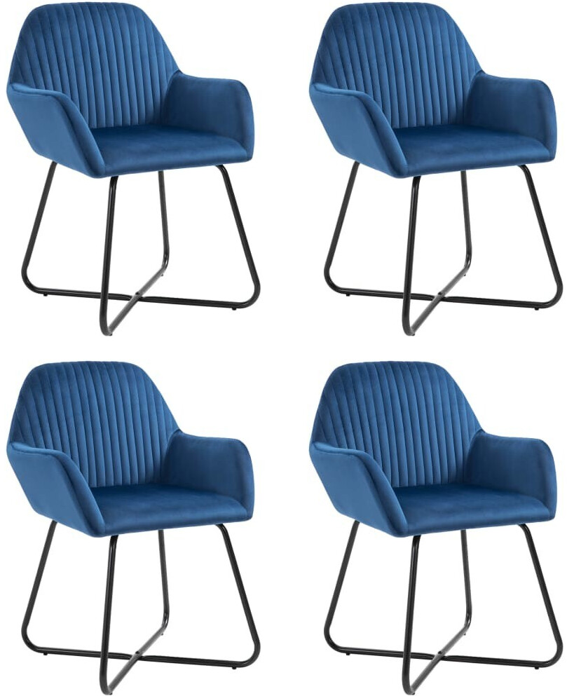 vidaXL Chaises de salle à manger en velours bleu (4 pièces)