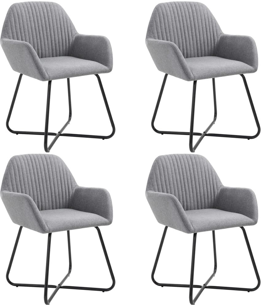 vidaXL Chaises de salle à manger en tissu gris clair (4 pièces)